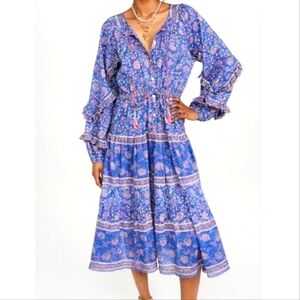 Bell Alicia Bell Cameron midi dress bohemian floral beaded tassel